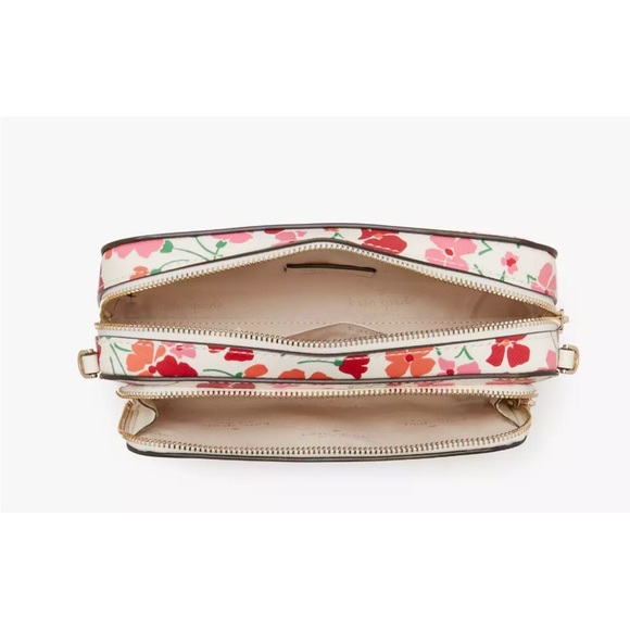 New Kate Spade Staci Sunny Floral Dual Zip Around Crossbody Pink Multi - Picture 3 of 5